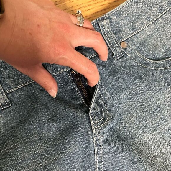 Cute Factory Distressed Jean Mini Skirt by Vanity - Picture 3 of 10